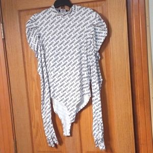 Hard Candy Print Body Suit With Shoulders and Gloved Sleeves Nylon Apparel Large